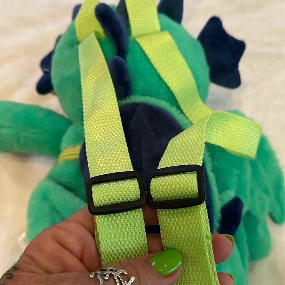 Backpack Dragon Dinosaur Plush Soft Textured Green